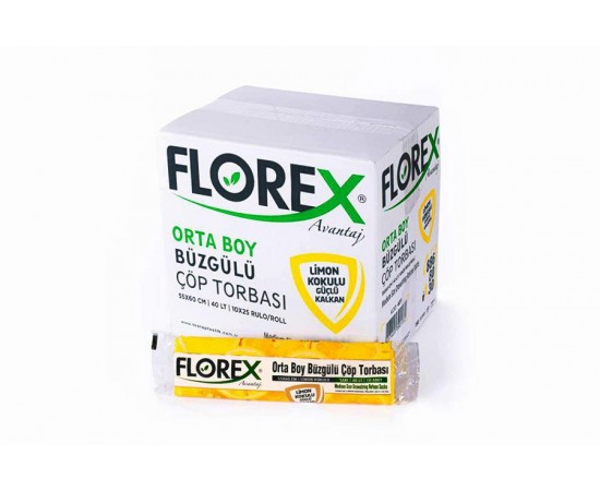 FLOREX Limon Kokulu Büzgülü Orta Boy Çöp Torbası