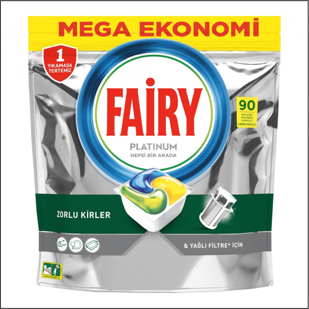 Fairy Platinum Bulaşık Makina Tableti Yağlı Filitre İçin 90'lı