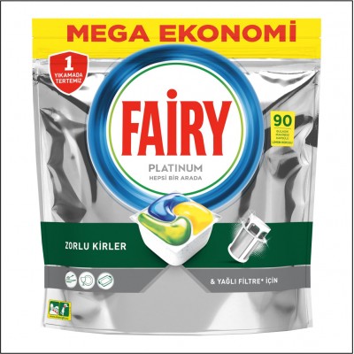 Fairy Platinum Bulaşık Makina Tableti Yağlı Filitre İçin 90'lı