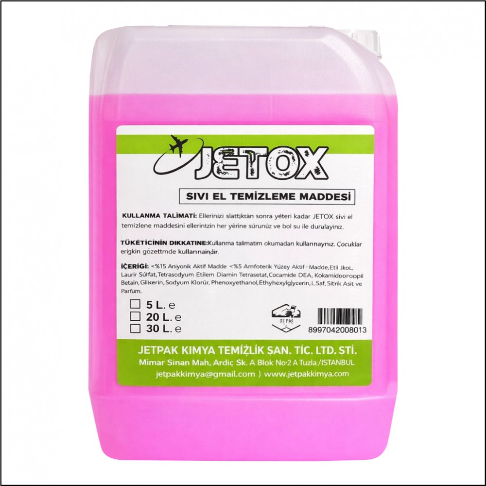Jetox Sıvı El Temizleme Maddesi - 5/20/30Kg