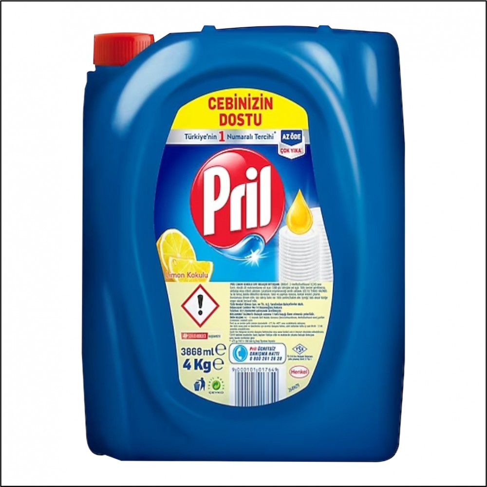Pril Sıvı Elde Bulaşık Deterjanı Limon Kokulu - 4Kg