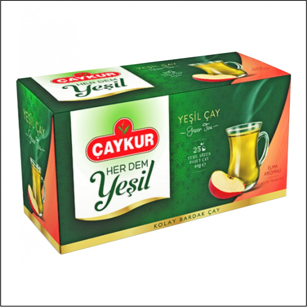 Çaykur Her Dem Elma Aromalı Yeşil Bardak Çay - 25'li