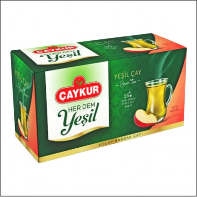 Çaykur Her Dem Elma Aromalı Yeşil Bardak Çay - 25'li