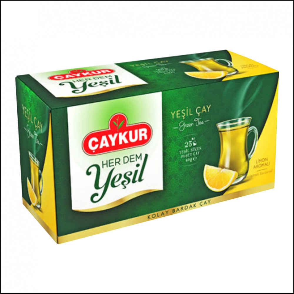 Çaykur Her Dem Limon Aromalı Yeşil Bardak Çay - 25'li