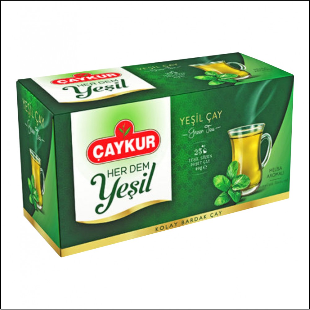 Çaykur Her Dem Melisa Aromalı Yeşil Bardak Çay - 25'li Çaykur Her Dem Melisa Aromalı Yeşil Bardak Çay - 25'li