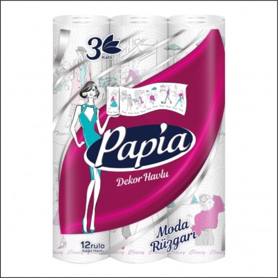 Papia Dekor Havlu Kağıt - 12 Rulo 
