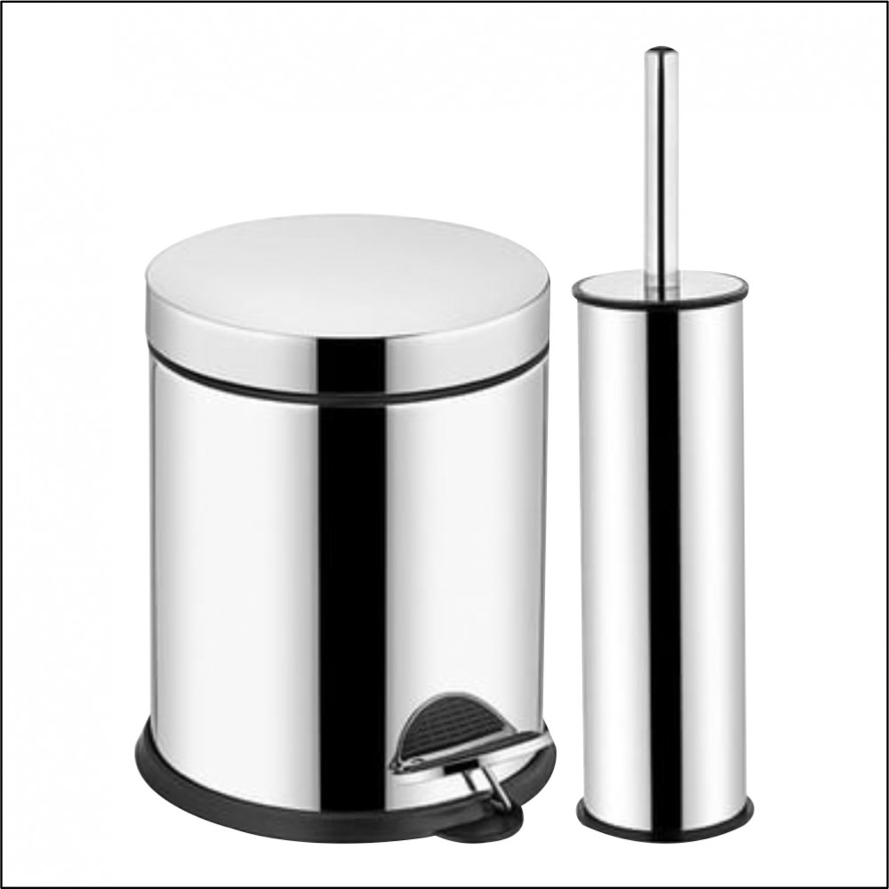 Çöp Kovası - Pedallı - Paslanmaz - Wc Fırçası İle Set