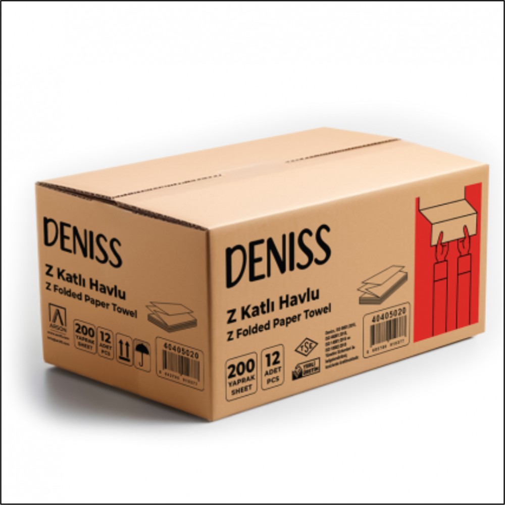 Deniss Z Katlı Havlu 20x20 cm 200 Yaprak Deniss Z Katlı Havlu 20x20 cm 200 Yaprak